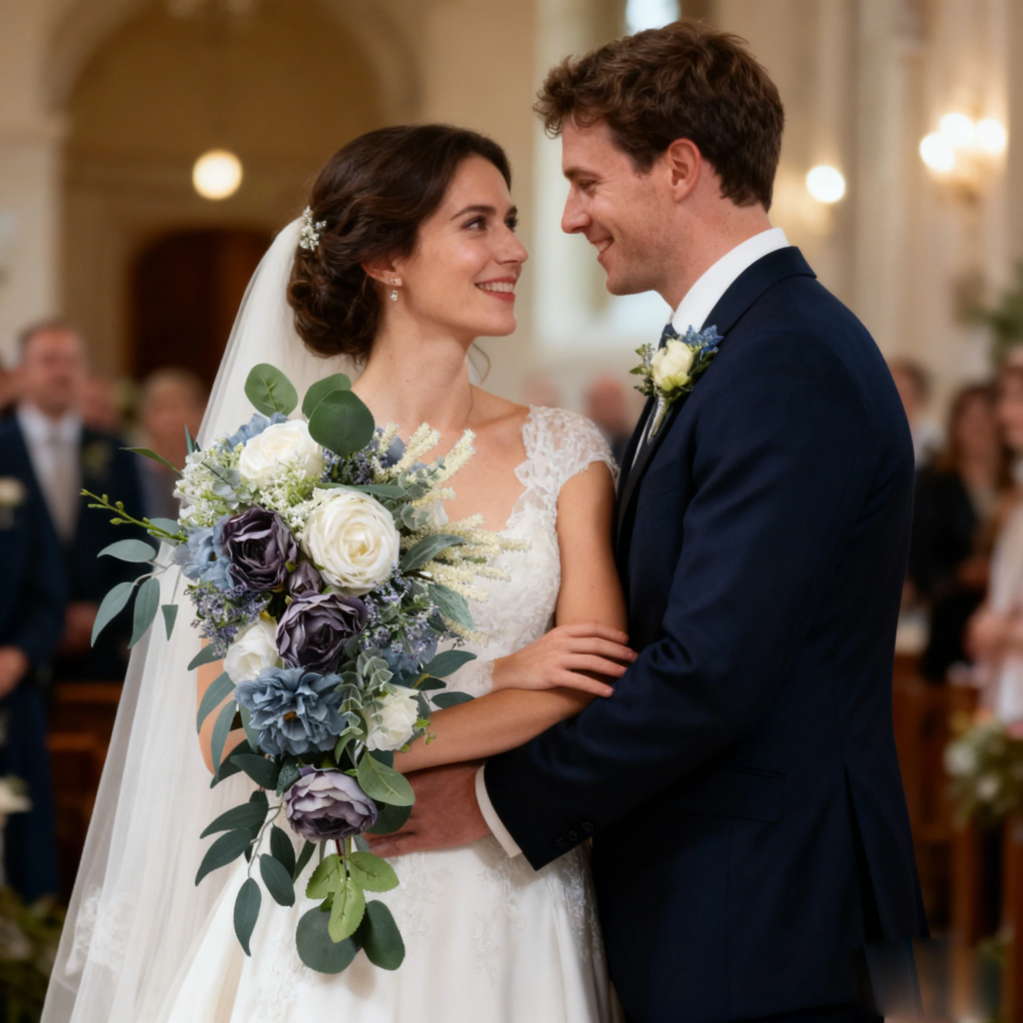 باقة الزفاف المتتالية باللون الأرجواني Center de Mesa Bodas الراقية محاكاة العروس تحمل باقة زهور شلال الزفاف #1