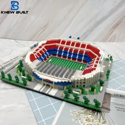 KNEW BUILT Barcelona Style Soccer Stadium Model Micro Mini Bricks Architecture Football Field Building Blocks Set Toys for Adult