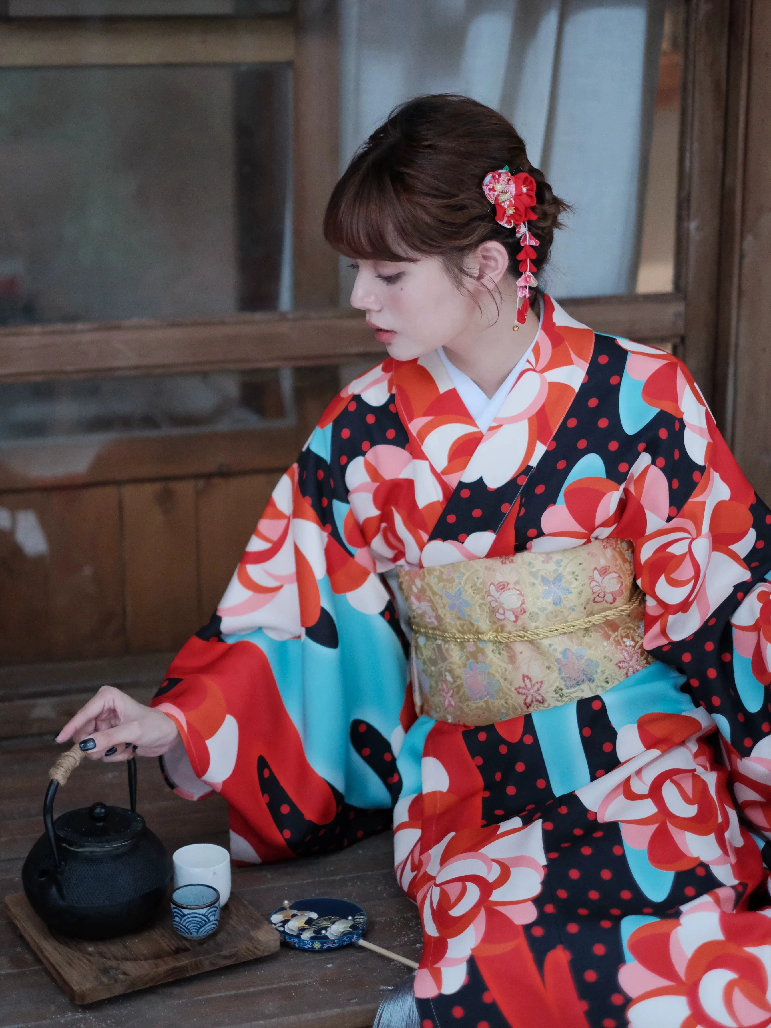 Women's Japan Style Traditional Kimono Modified Beautiful Yukata Photography Dress Cute Amine Cosplay Dress