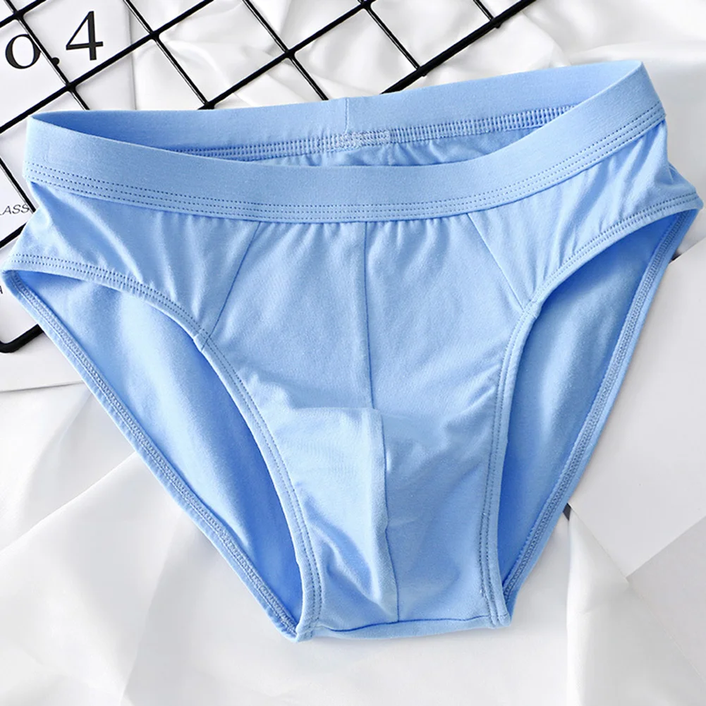 

Men Daily Underwear Solid Pouch Briefs Autumn Cotton Shorts Panties Underpants Lingerie Thin Breathable High Elastic Slip