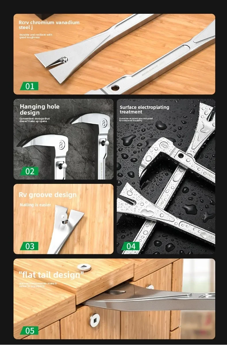8/10/12 Zoll galvanisierter, rostfreier, verbreiterter, flacher Meißel-Nagelzieher, Haushalts-Holzbearbeitungs-Hebelwerkzeug, Mehrzweckwerkzeug – Detail 2