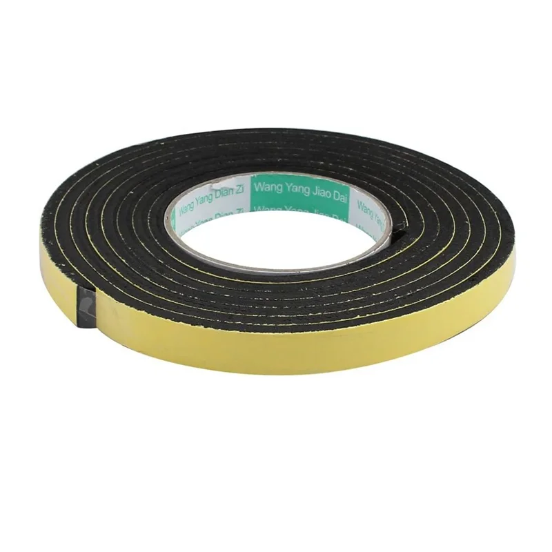 Single-side Adhesive Shockproof Sponge Foam Tape 3Meter 15mm x 5mm Yellow Black