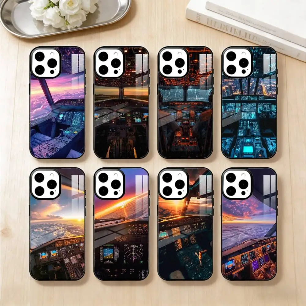

A-Aeroplane Pilot Cockpit Phone Case For iPhone 14,16,15,13,17,12,Plus,Pro,Max Magnetic For Magsafe Frosted Cover