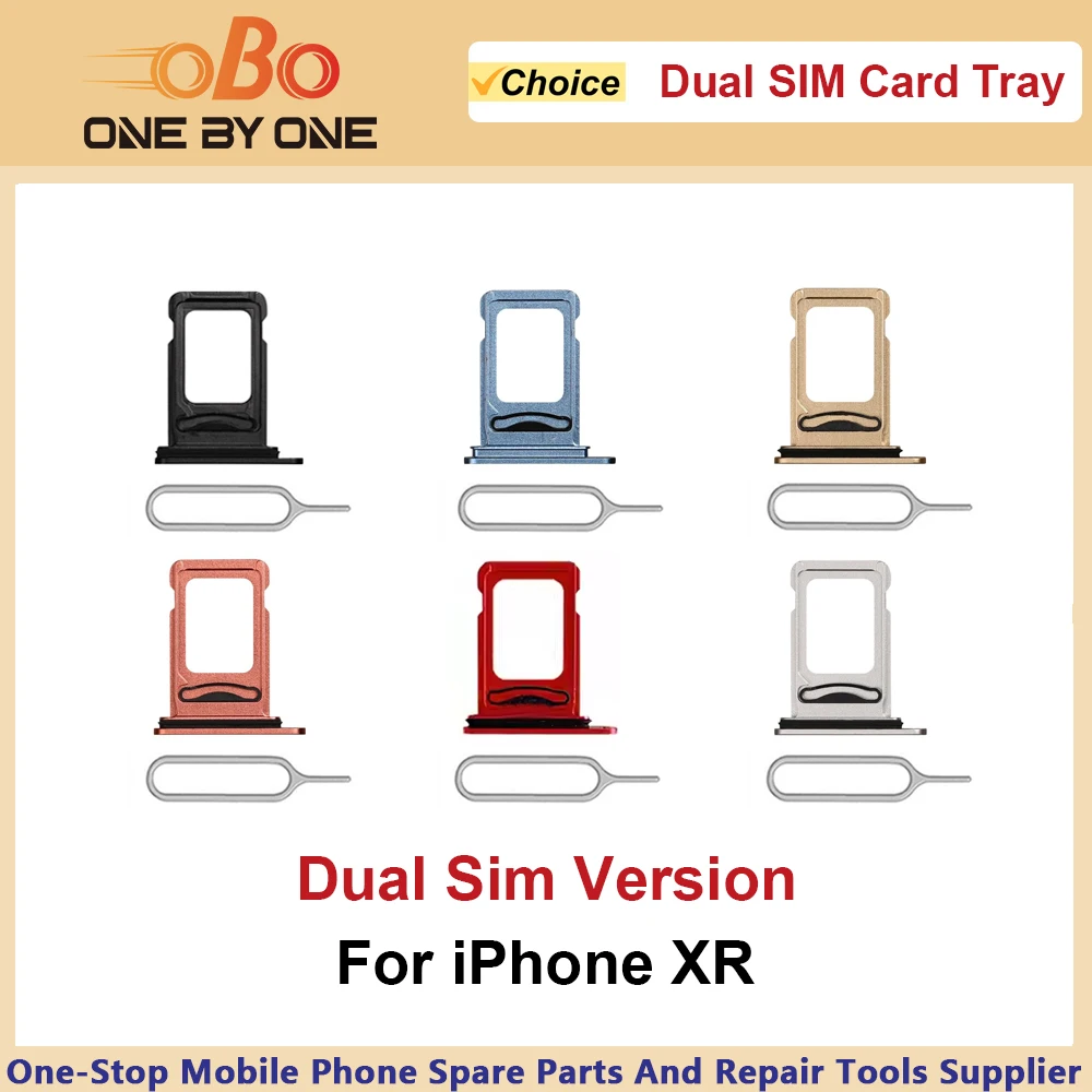 Dual SIM Card Tray Holder Slot Replacement for iPhone XR Double SIM Card Tray Slot Holder Red Blue Black White Coral Yellow(1PC)