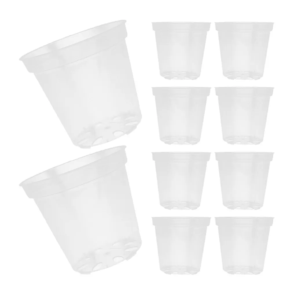 40Pcs Nursery Seedling Containers Transparent Round Plastic Drainage Hole Orchid Pots Indoor Outdoor Gardening Planters 3 Inch