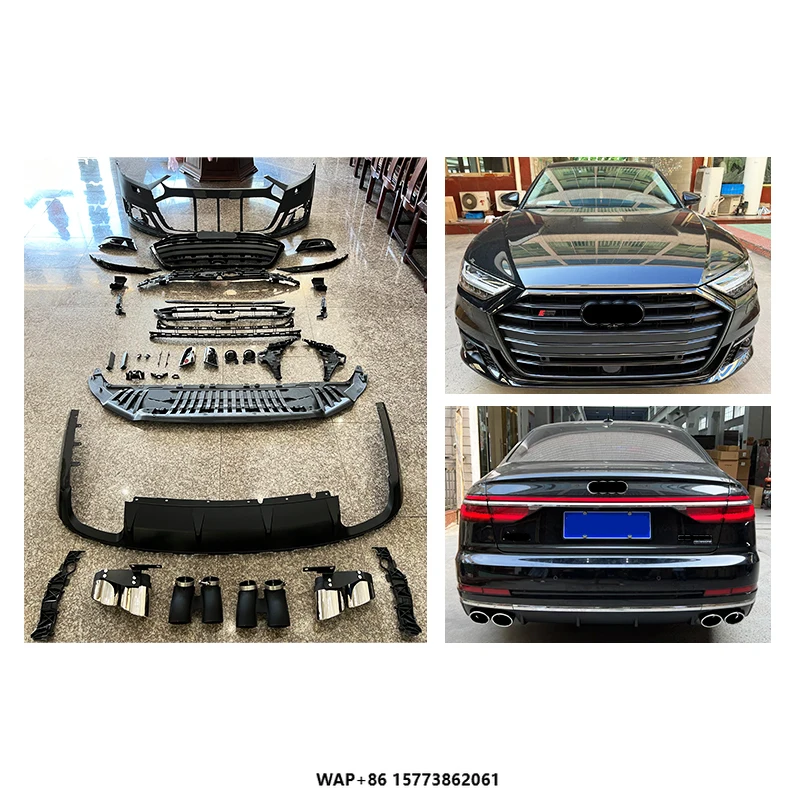 

New Au Di A8 2019-2021 Front & Rear Bumper Body Kit with Fog Light Cutouts Bolt-On Retrofit Upgrade