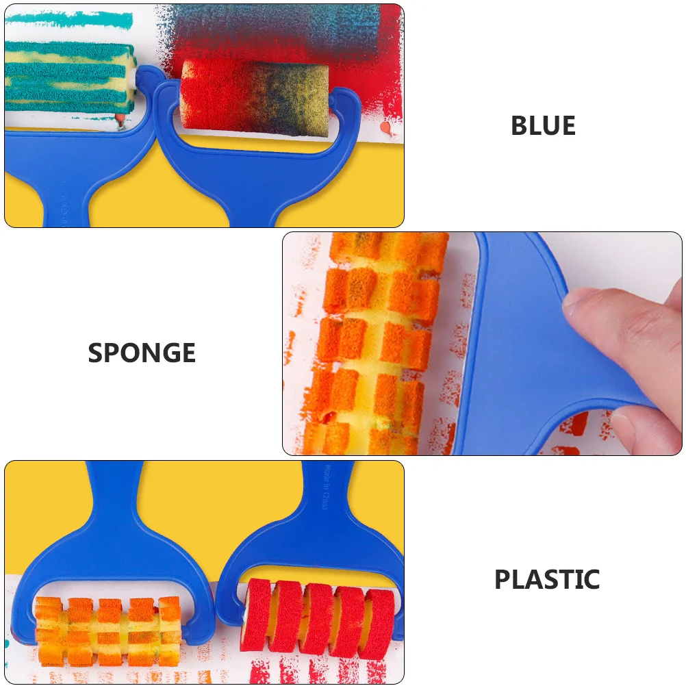 

2Sets Kids Painting Sponge Brushes Lightweight Safe Rollers for Painting Drawing DIY Educational Tool Sponge Roller