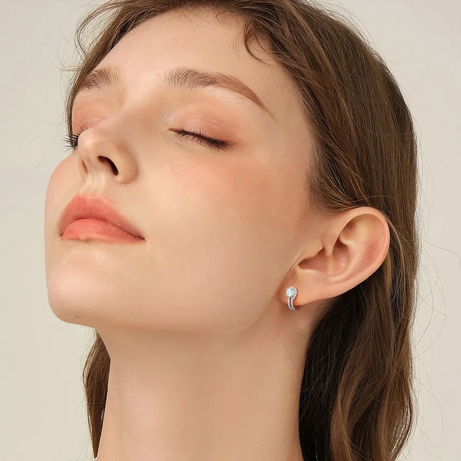 WES 925 فضة 0.9ct VVS1 D اللون مويسانيتي وأقراط للمرأة معتمد GRA مجوهرات الزفاف هدايا عيد الحب #2