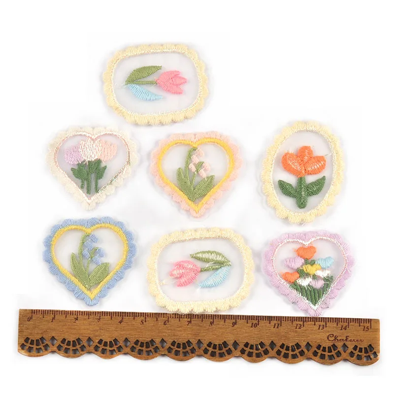 10pcs 4-4.9cm Creative Frame Flower Lace Edge Patch Embroidered Sewing Clothes Appliques Accessories DIY Craft Handmade Material