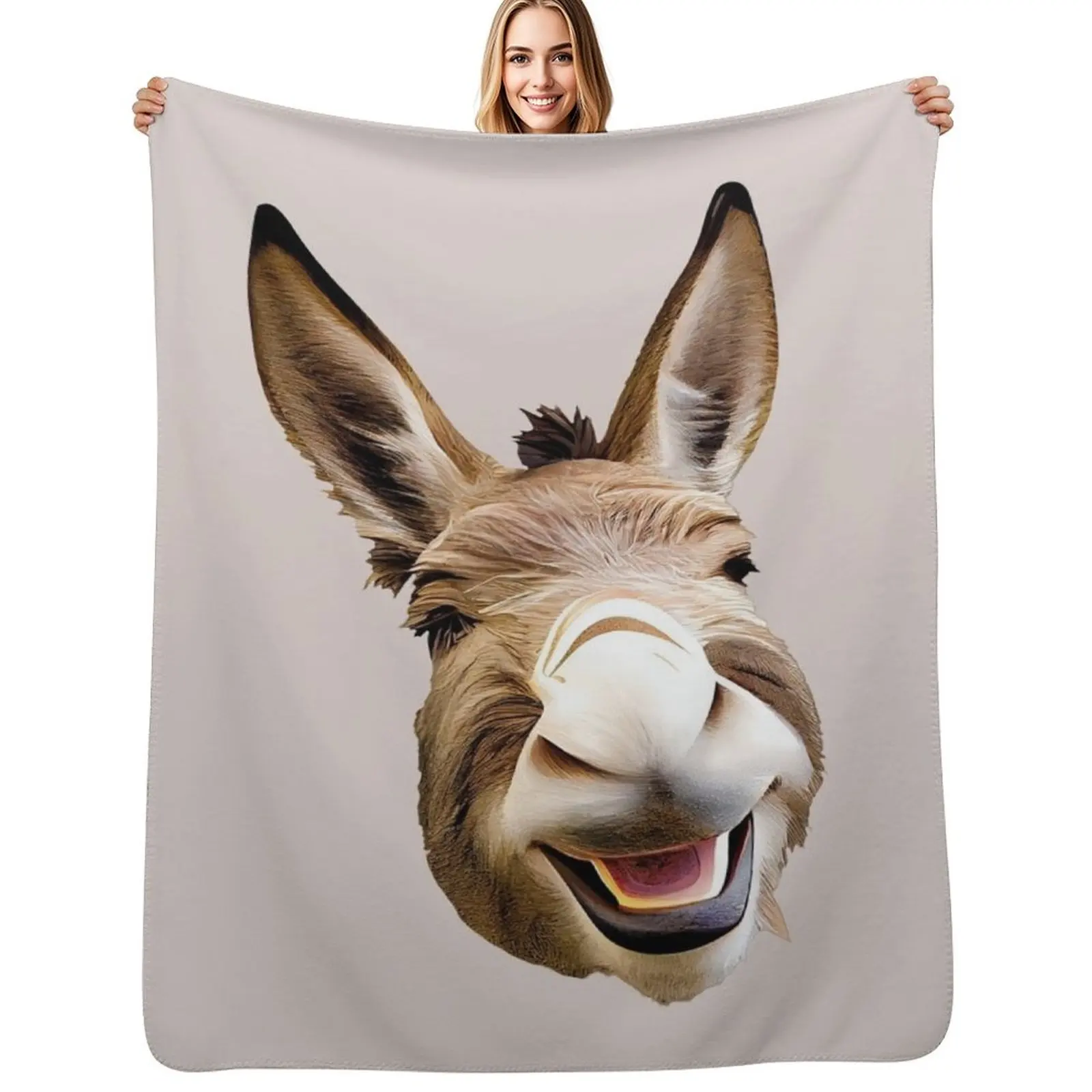 

A Smiling Funny Donkey Throw Blanket blankets and throws Heavy bed plaid christmas decoration Blankets