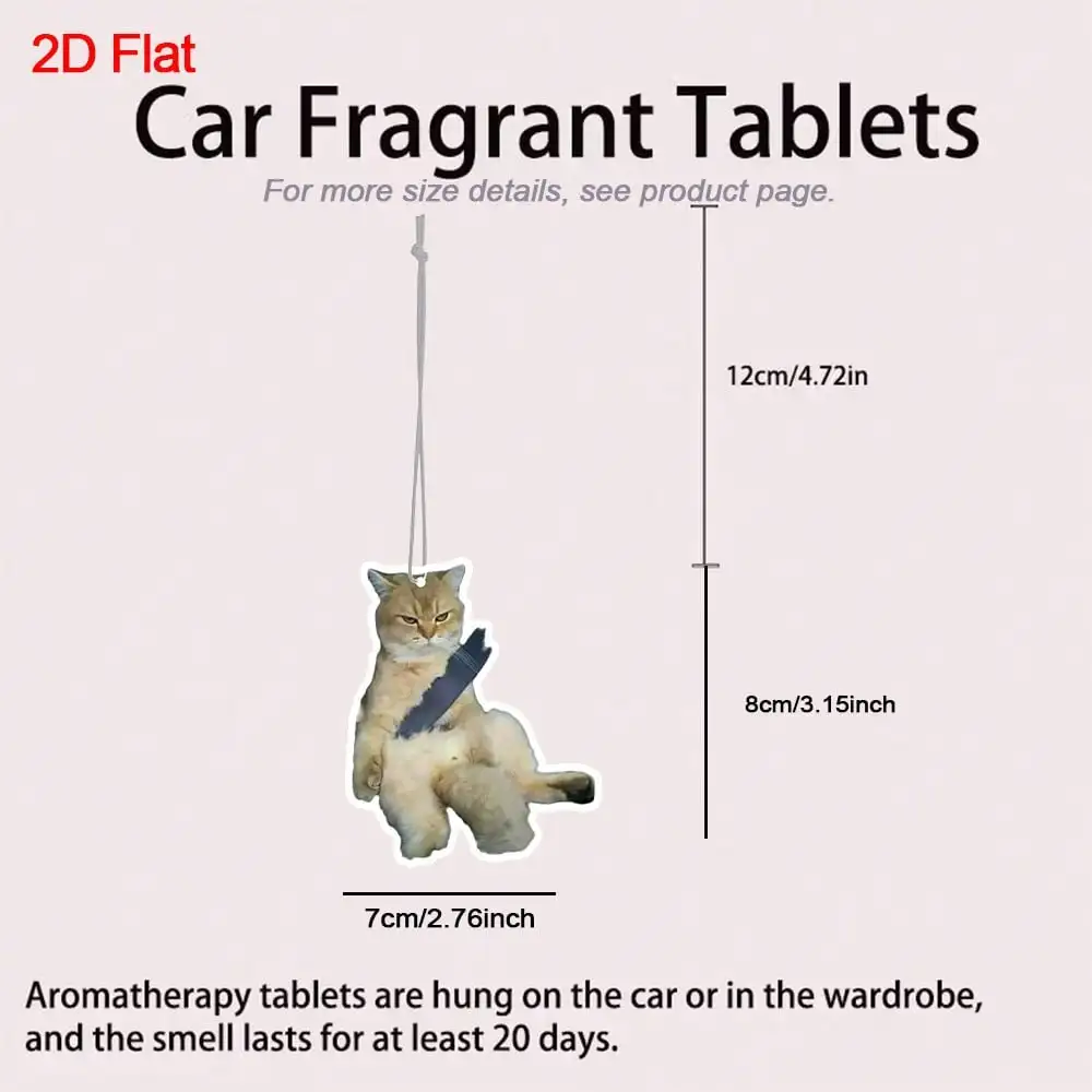 2D cute cat car fragrance charms, long-lasting light scent. Emoticon hanging tablets, perfect gifts for pet lovers & car owners.