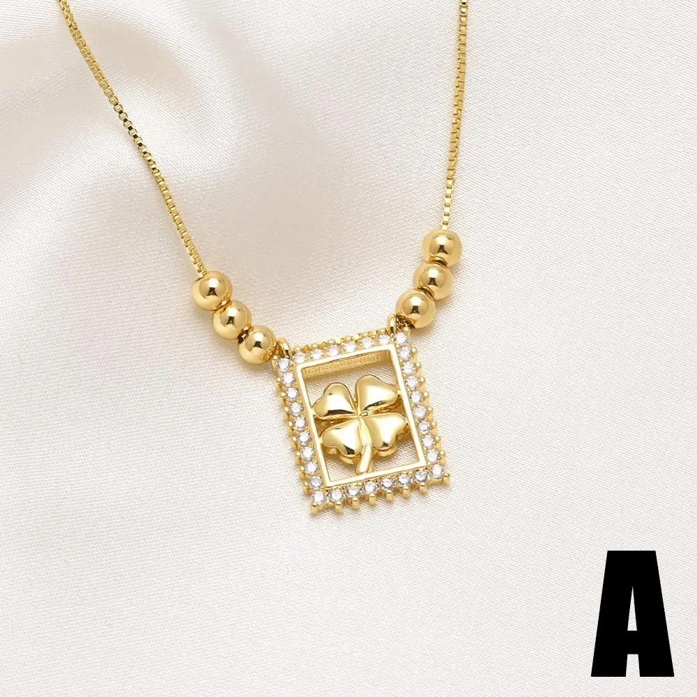 

WT-JFN59 Lucky Four-Leaf Clover Moo & Star Shape Подвески с цирконом и бусинами Ожерелье для женщин Аксессуар