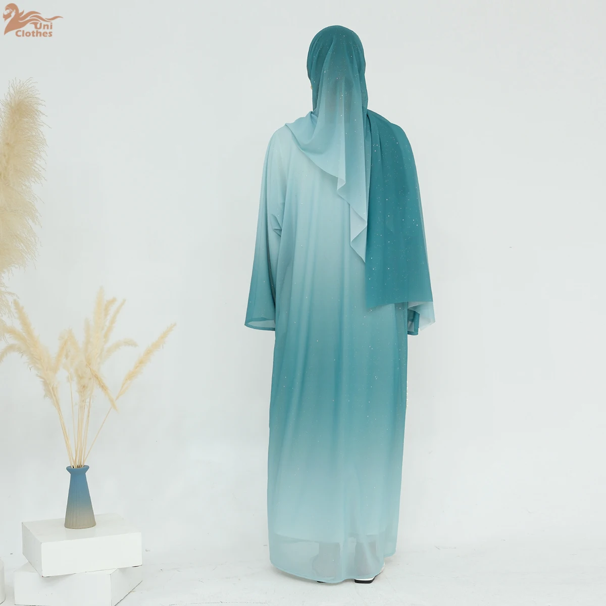 2025 nouvelle robe de luxe ethnique paillettes avant ouvert Abaya avec Hijab robe modeste dubaï Abaya femmes robe musulmane