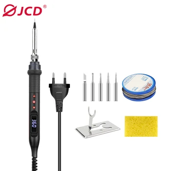 JCD 908U dijital havya Set kiti 80W anahtarı ile ayarlanabilir sıcaklık LCD 220V/110V kaynak onarım araçları seramik ısıtıcı