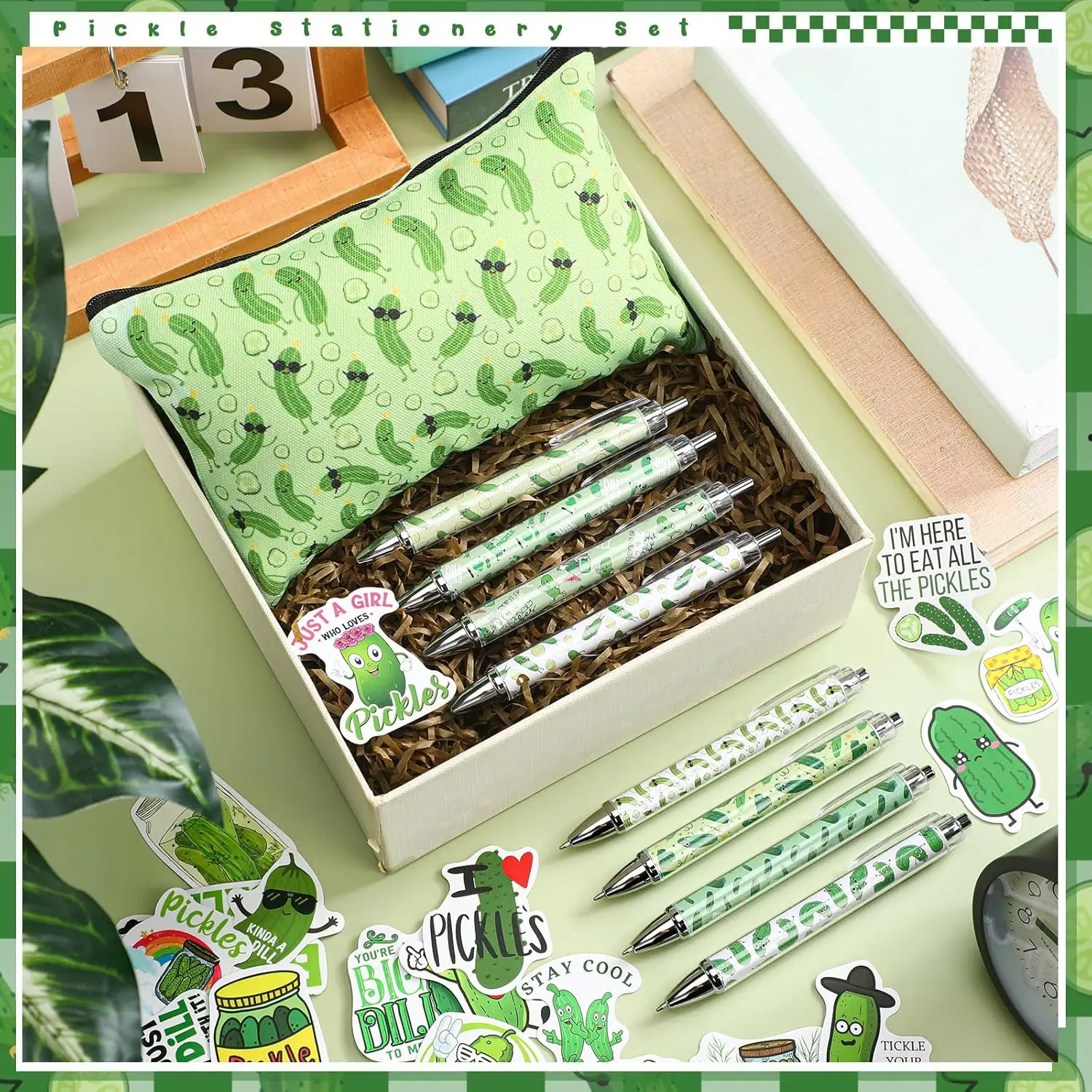 8/16 Stück Kugelschreiber mit lustigem Gurkenmuster für Gurkenliebhaber, Lehrer, Studenten, Abschlussfeier, Festivalgeschenk für Büro und Zuhause – Detail 3