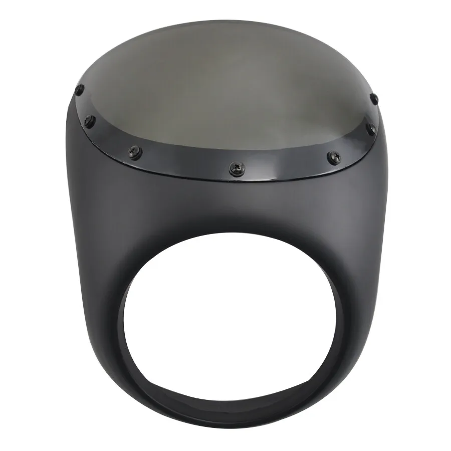 Cubierta de pantalla de parabrisas de carenado de faro redondo Universal Black Cafe Racer de 7"