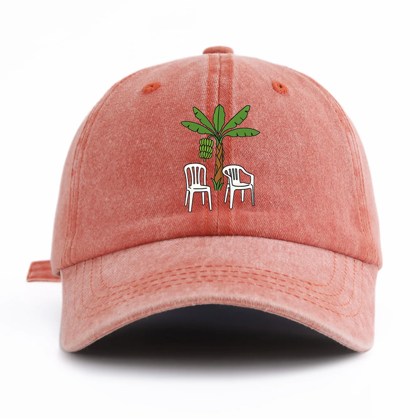 1pc Chair And Tree Print Washed Baseball Cap for Adults,  Minimalist Retro Style Casual Soft Adjustable Dad Hat, Perfect As Gift