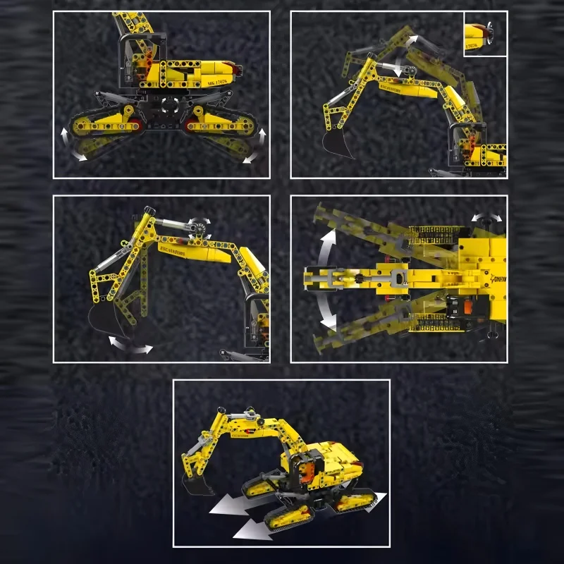 Molde rei 17076 caminhão técnico brinquedos o futuro escavadeira bloco de construção montagem enginerring carro tijolo conjunto crianças presente natal