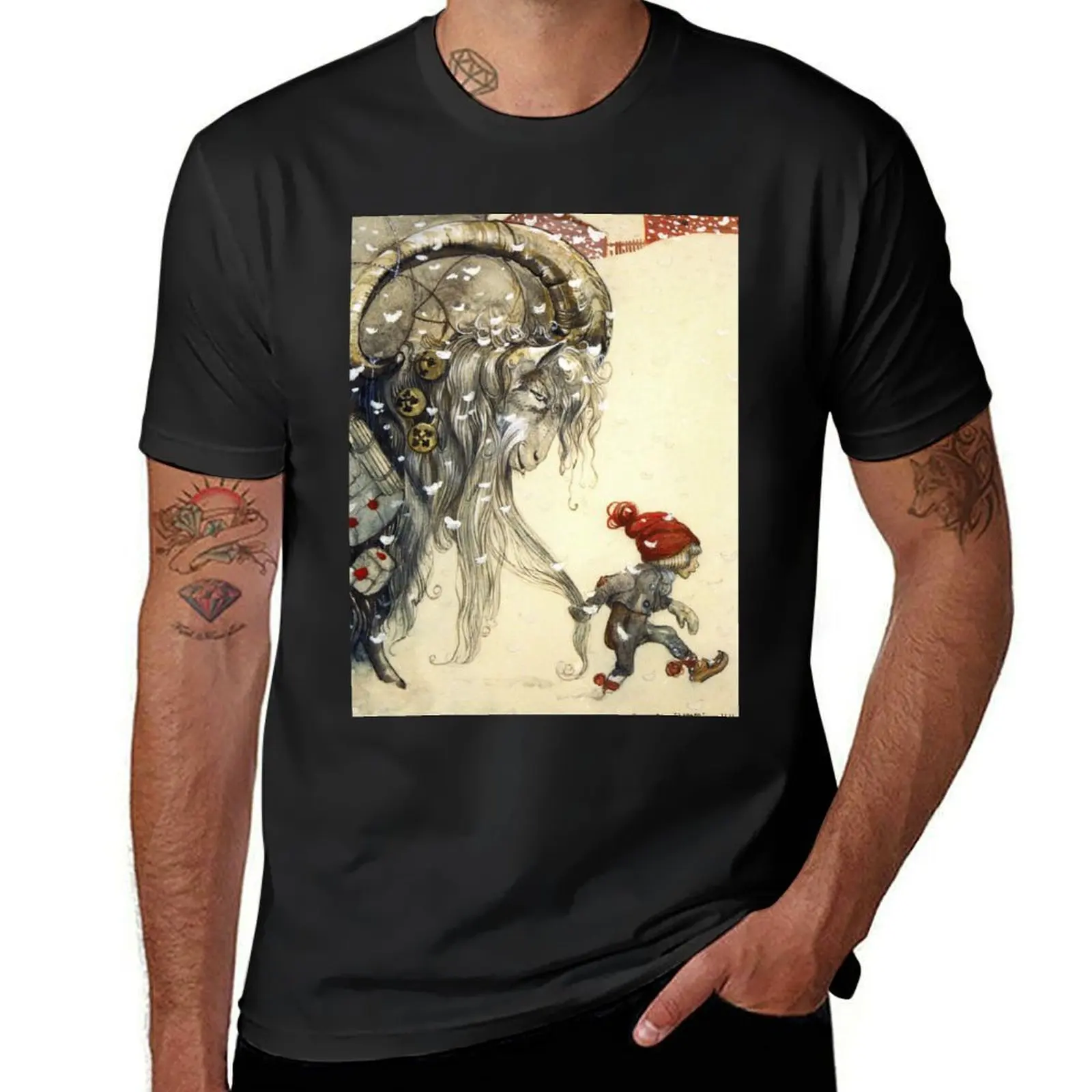 

Yule Goat - John Bauer Christmas T-Shirt heavyweights summer top anime clothes tees men clothings