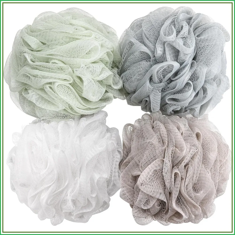 

60g Mesh Bath Sponge Loofah - Pack of 4, Body Wash Puff for Shower