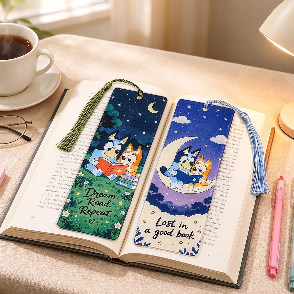 Bluey Acrylic Bookmarks, Cartoon Lovers Reading Accessory for Novels, Journaling, Book Club, Birthday Thanksgiving Gift