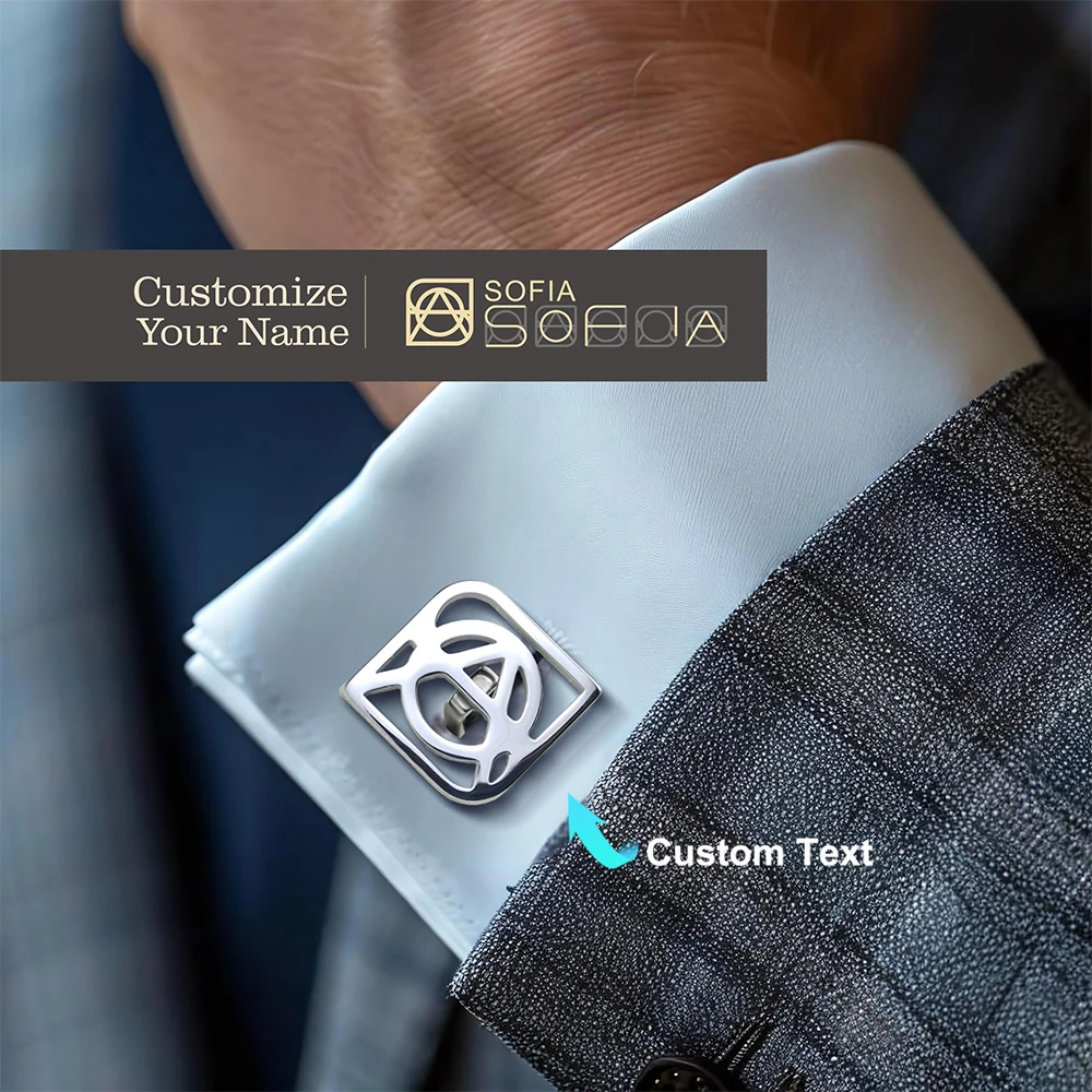 

Custom Name Logo Cufflinks For Men Women Personalized Stainless Steel Elegant Name Logo Cufflinks Jewelry Perfect Gift for Him