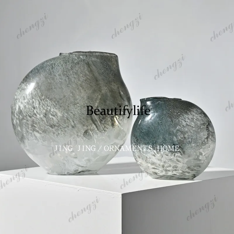 Modern cloud bubble glass vase flat high-end living room coffee table flower arrangement ornament