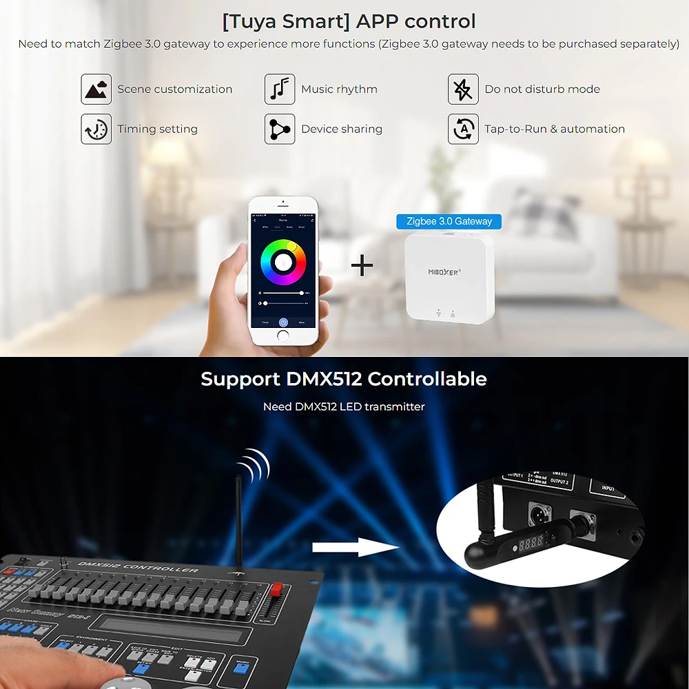 Miboxer FUT105ZR Zigbee 3.0+2.4GRF AC100-240V Smart TUYA  12W E27 RGB+CCT Brightness and color temperature adjustable LED Bulb