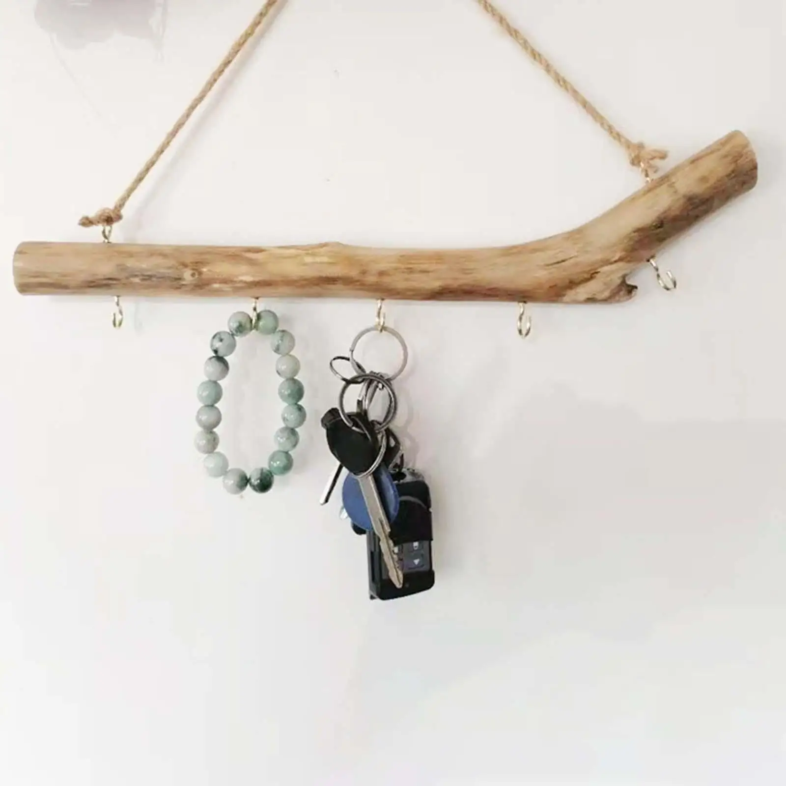 Decorative Wooden Branch Wall Hanger Hook Vintage Driftwood Rack Wall Mounted Storage for Keys Hats Jewelry Closet