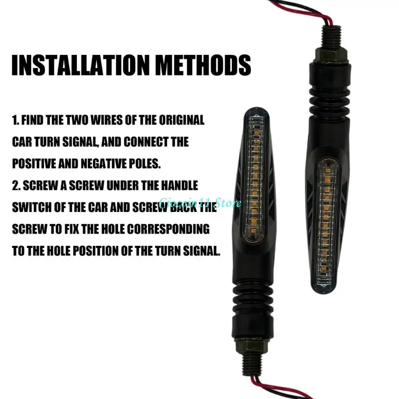 Y1UB Motorbike Turn Indicators, 1 Pair with Single-Color Sequential Lighting and Matching Housings for Coordinated Left and