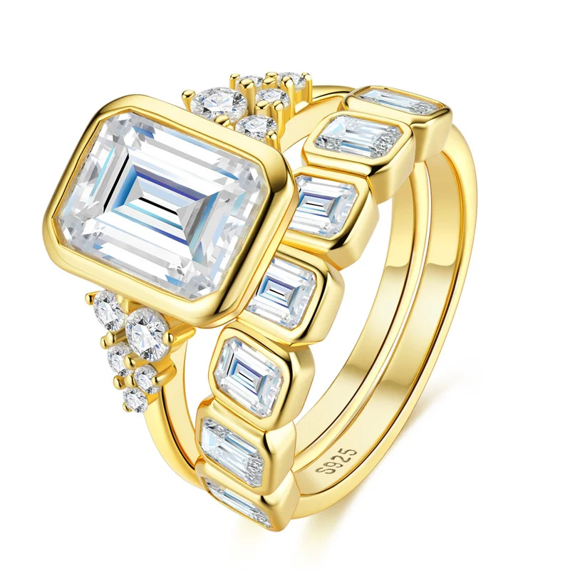 

ZFSILVER s925 Sterling Silver Full Moissanite Rectangle Ring Charms Women Fashion Classic High-Quality Jewelry Party Gift R17477
