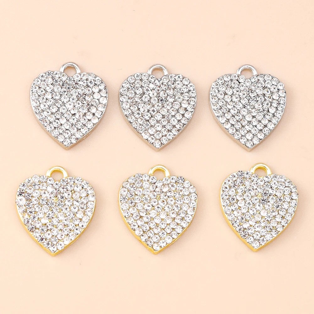 Leslie 4 Stück 16 x 14 mm voller Strasssteine, Kristall-Liebesherzen, Charms für Anhänger, Halskette, Armband, DIY-Schmuckherstellung, Basteln – Detail 5