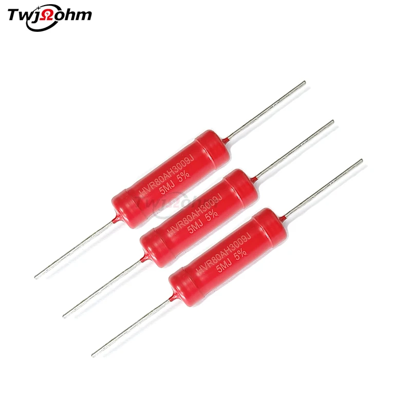 2Pcs HVR80AH3009 High voltage resistor 3W 1M50M10K470K1K 30K Ohm 5M100M30M20M500M1G Thick film non inductive resistor