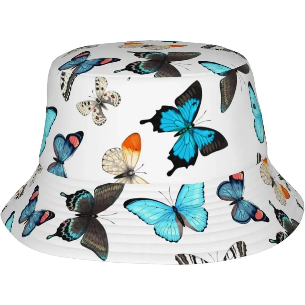Gorra de pescador de mariposa, Gorras de Hip Hop, sombrero de cubo con estampado Unisex de verano para exteriores, jardinería, playa, Camping, senderismo, Gorras de pesca