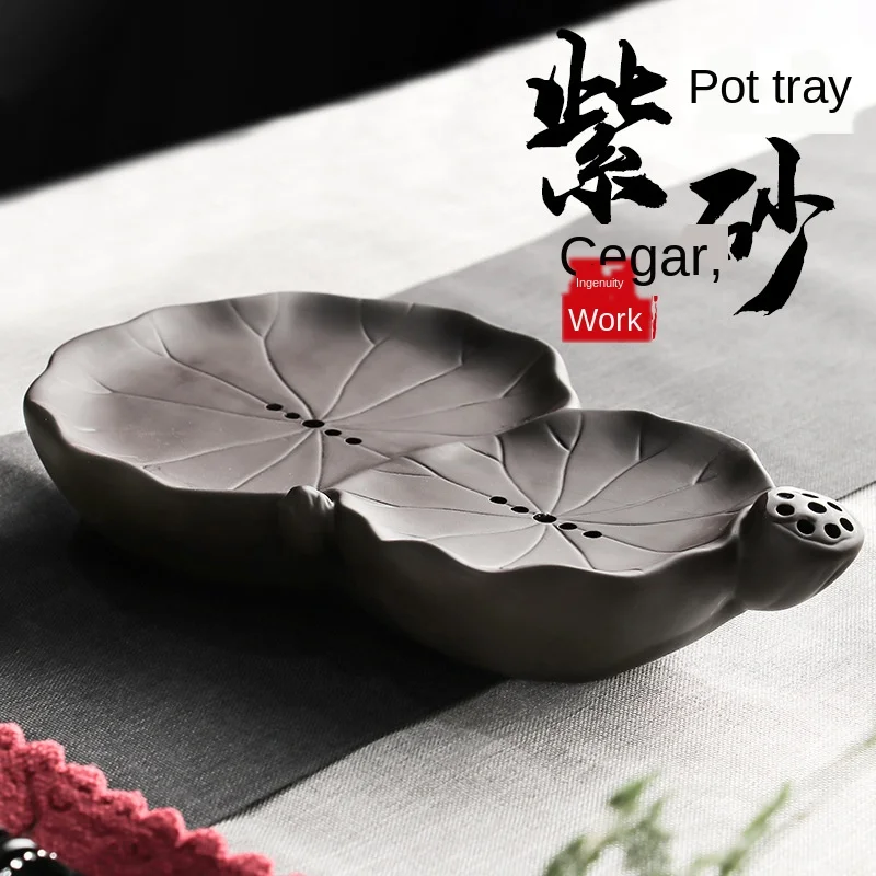 Bamboo Tea Tray Purple Sand Bamboo Tea Tray Japanese-Style Pot Tea Pot Base Tea Placemat Washed Tea Pitcher Dry Foam Drainage