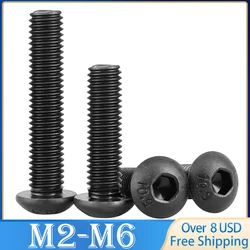 10 pcs per lot M2 M2.5 M3 M4 M5 M6 Grade 10.9 Alloy Steel Screws Hex Socket Round Head Cap Black Screw Furniture Fastener Bolt