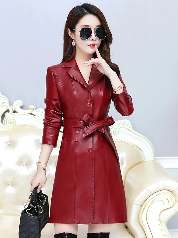 レディース本革ジャケット ミドル丈 スリムフィット シープスキンコート 春秋 ウエストシェイプ おしゃれ アウター