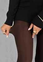 Collants opaques marron café pour femme, très extensibles, couleur unie, avec pied, pour l'automne et l'hiver 3