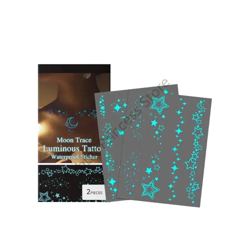 

BX0F 2PCS Safe Nontoxic Luminesing Tempreary Tattooes Stickers для украшения кожи