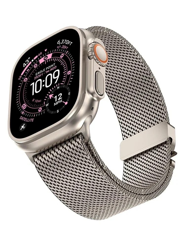 

Титановая миланская петля для Apple Watch Ultra 3 Band 49 мм 46 мм 45 мм 44 мм 41 42 мм браслет correa Series 11 10 9 8 7 6 5 SE Ремешки