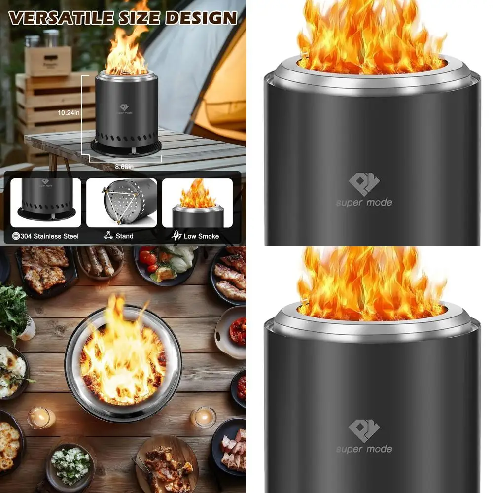 

Portable Outdoor Table Top Fire Pit, 10.2x8.7, Smokeless Camping Firepit, Suitable for Urban/Suburbs, Stainless Steel, Wood or P
