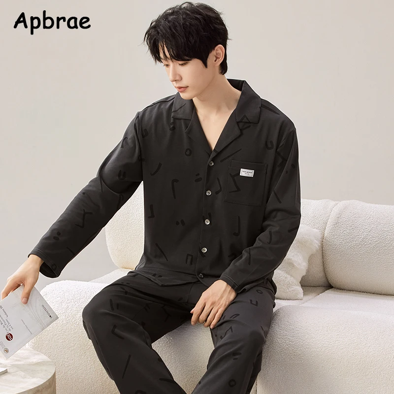 Autumn Winter Faux Cotton Pajamas for Men Plaid Pajama Long Sleeves Pants Sleepwear Male Fashion Pajamas Man Lapel Pijamas