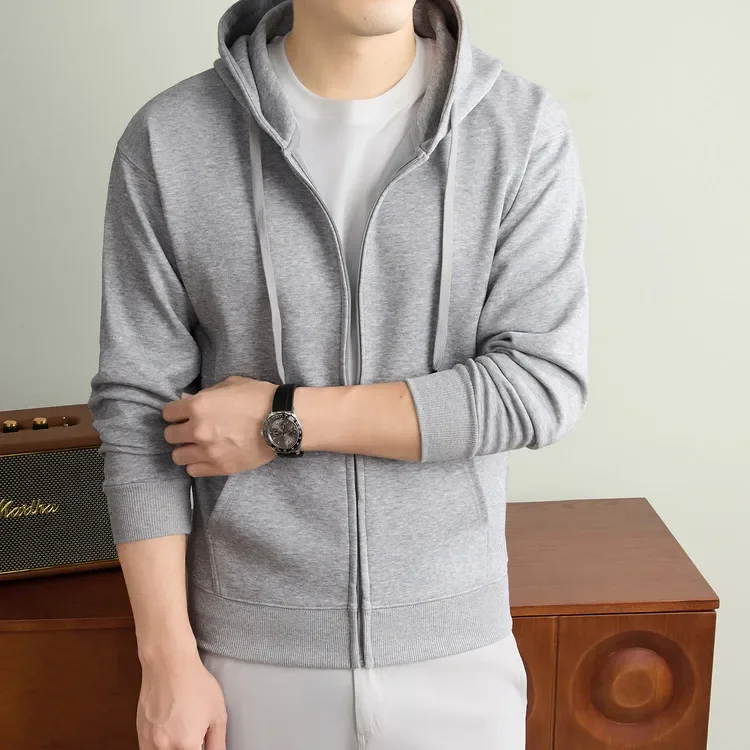 Herren-Kapuzenjacke mit Reißverschluss – Premium-Baumwollmischung, Weich & Langlebig, Unisex Übergrößen-Hoodie für Outdoor und Wandern – Detail 4