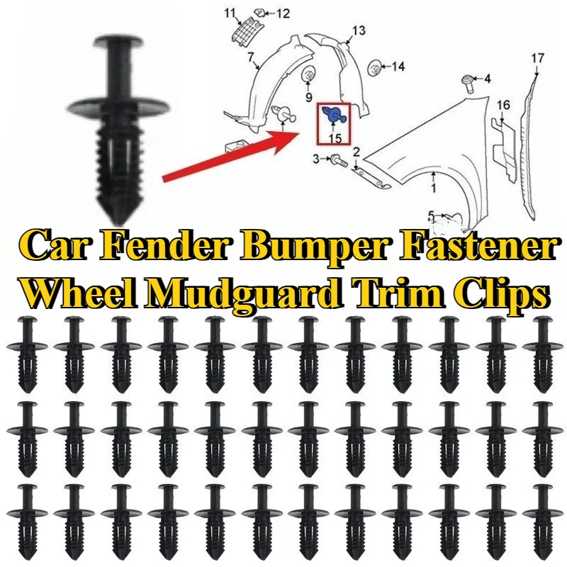 Car Fender Bumper Fastener Wheel Mudguard Trim Clips for Mercedes-Benz BMW Fixed Clamp Grille Rivet Automotive Accessories