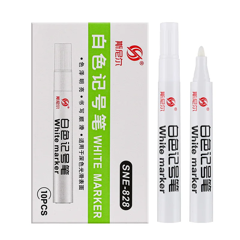 Witte Markeerstiften Set 2.0Mm Olieachtige Waterdichte Witte Gel Pen Diy Graffiti Schetsen Marker Briefpapier Schrijven Schoolbenodigdheden Borstel