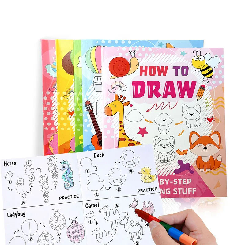 Kids Animal Coloring Books Cartoon Sketch Drawing Book Toddler Early Education Learning Painting Activity Books For Children