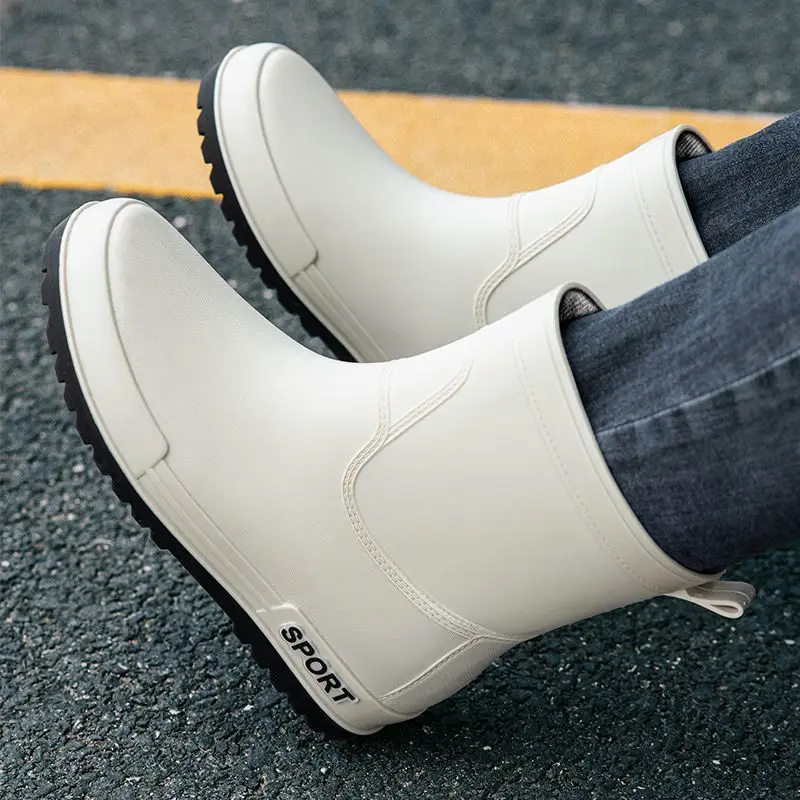 

Мужская обувь на плоской подошве с алфавитом, нескользящая, износостойкая, удобная в продаже, сапоги, водонепроницаемые резиновые сапоги дождливого дня, новинка 202, мужские непромокаемые сапоги