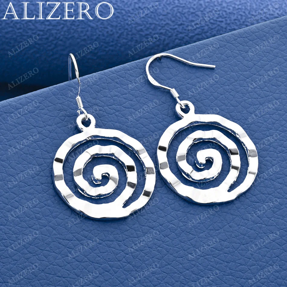 

ALIZERO 925 Sterling Silver Round Screw Thread Drop Earrings For Women Wedding Engagement Party Jewelry Fashion Lady Accessories