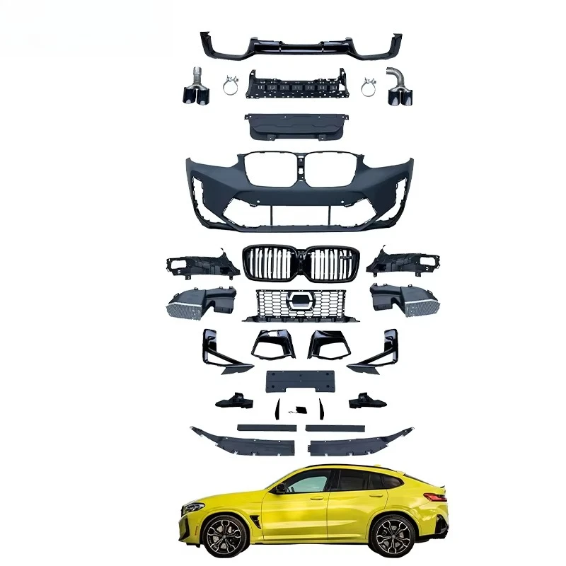 CLY Car Body Kit for X4 G02 Upgrade X4M Competition With Bumper Black Knight Front Lip Diffuser Grille Exhaust Pipe wings