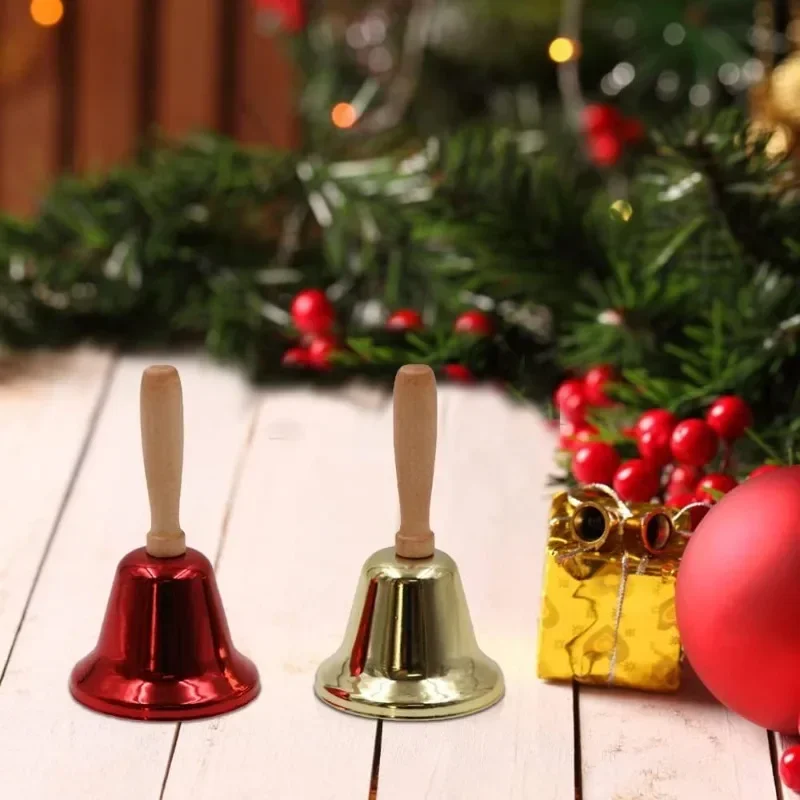 Christmas Hand Bell Bauble Jingle Bells Gold School Handbell Restaurant Call Bell Service Supplies Xmas Navidad Noel New Year